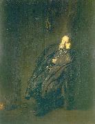 REMBRANDT Harmenszoon van Rijn An old man asleep by a fire oil painting